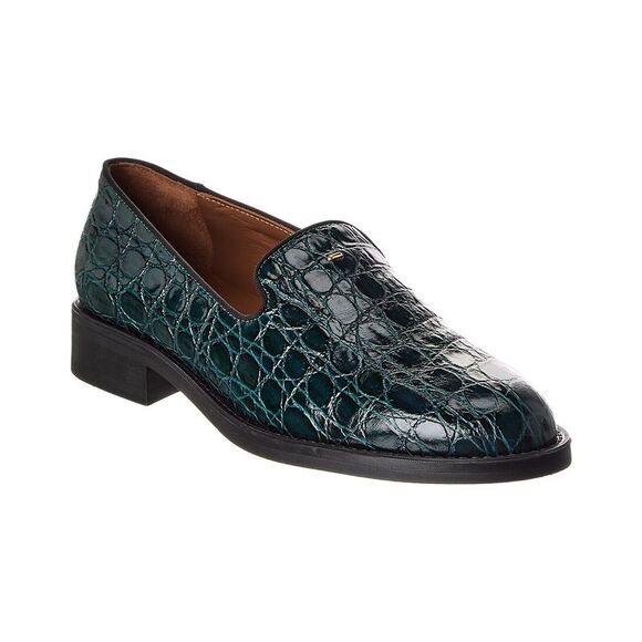 Giuseppe Zanotti Lidia Croc-Embossed Leather Loafer Green